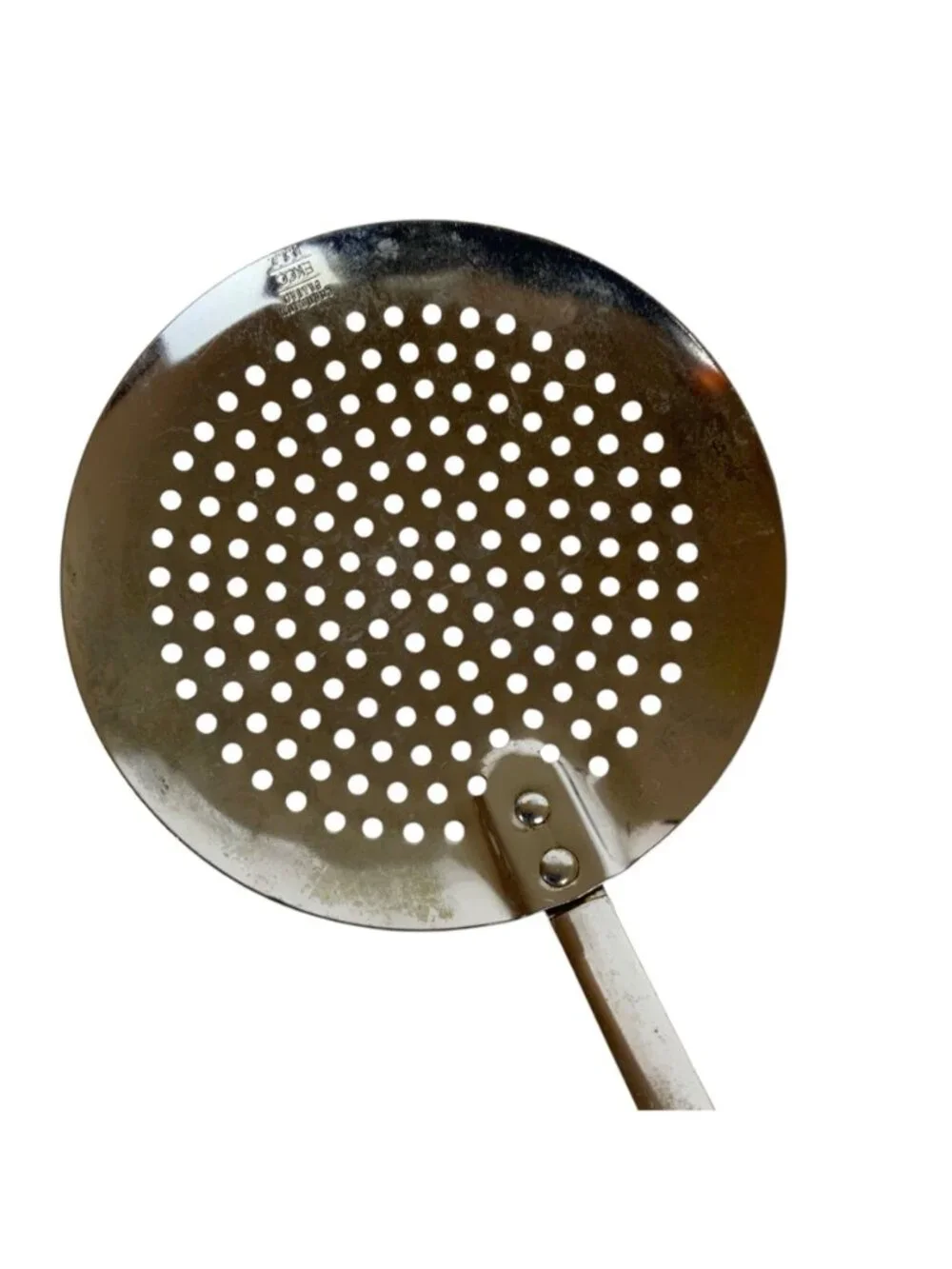 Ekco Chromium Plated Skimmer With Black Handle Vintage Kitchen Utensil